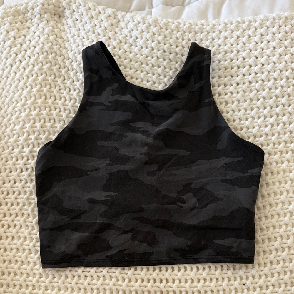 Athleta Black Camouflage Crop Top